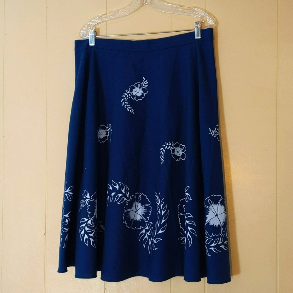 Sweet 70s Vintage Hawaiian Cotton Swing Skirt Large